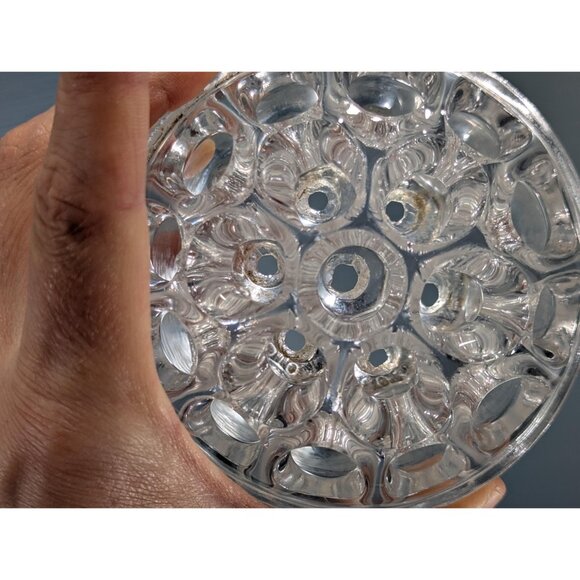 4" Davidson Dome Flower Block, 19 holes clear pressed glass flower frog, English - Picture 4 of 10